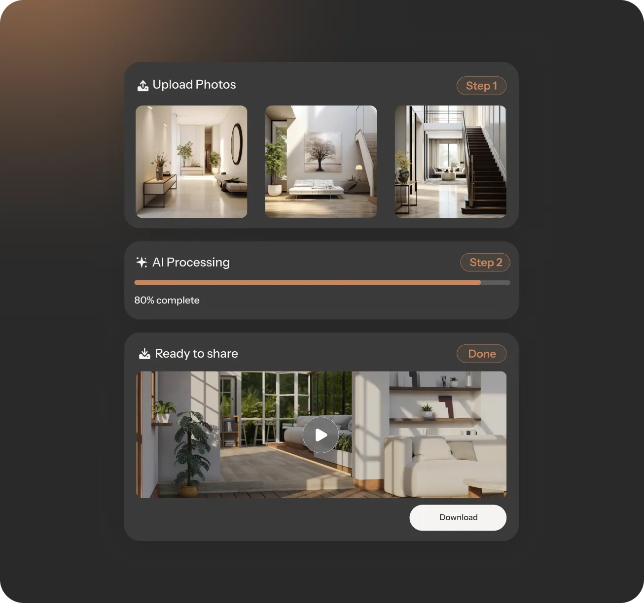 Get your listing videos in minutes preview