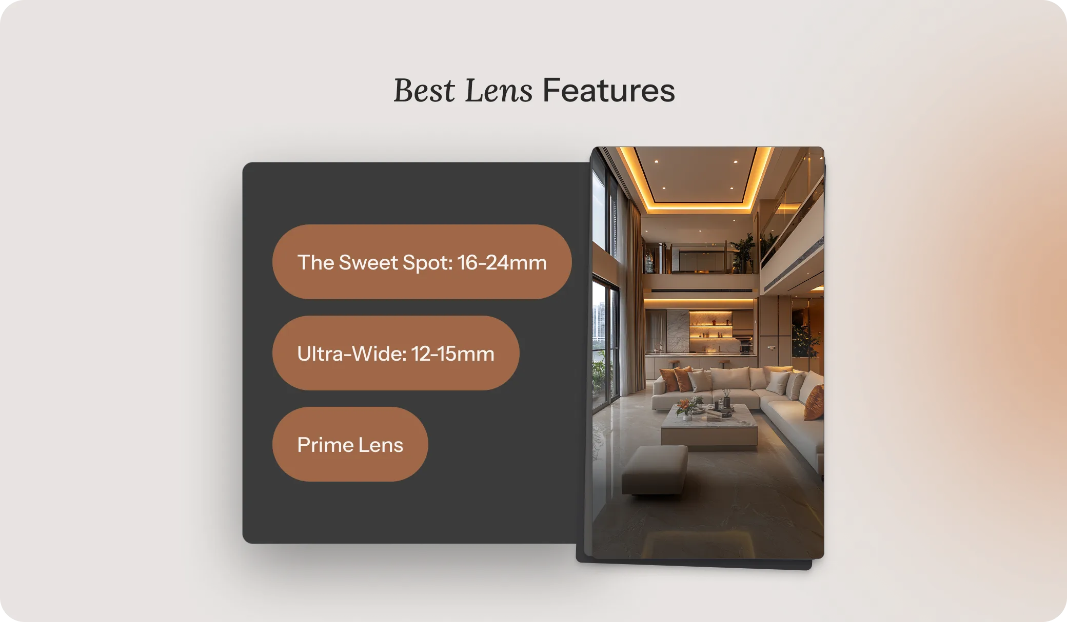 Best lens for real estate photography comparison showing focal length options for interiors.