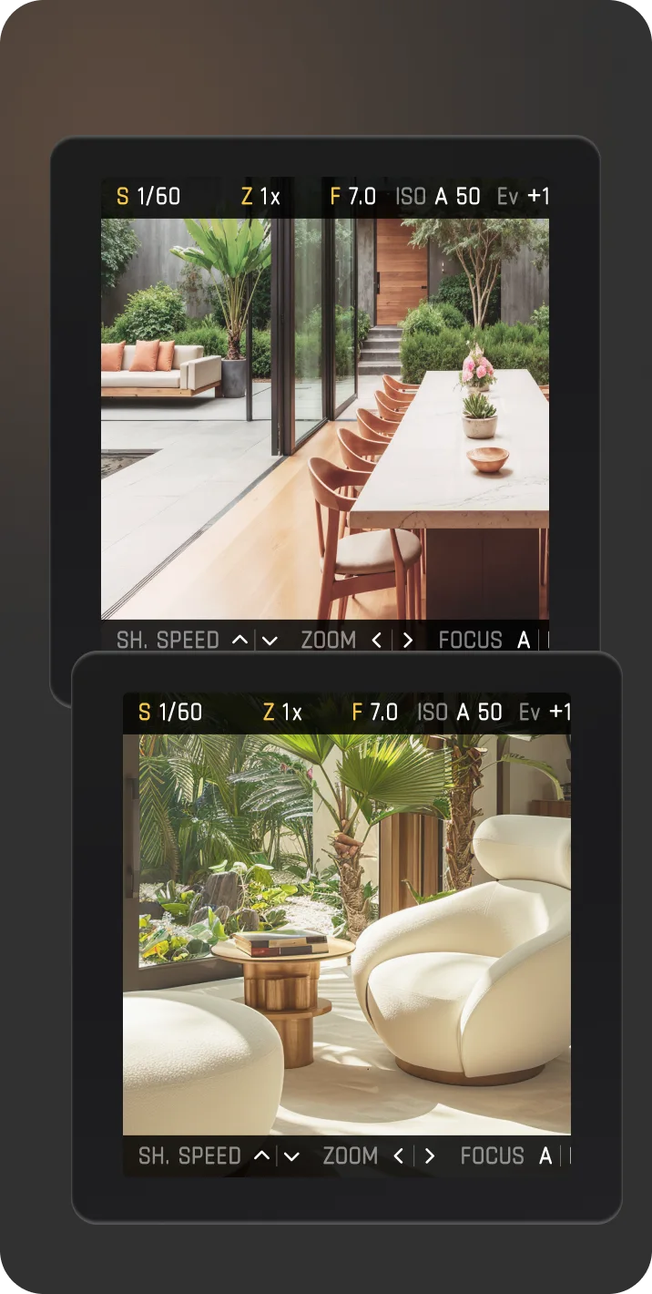 Best lens for real estate photography comparison showing camera settings for interior shots.