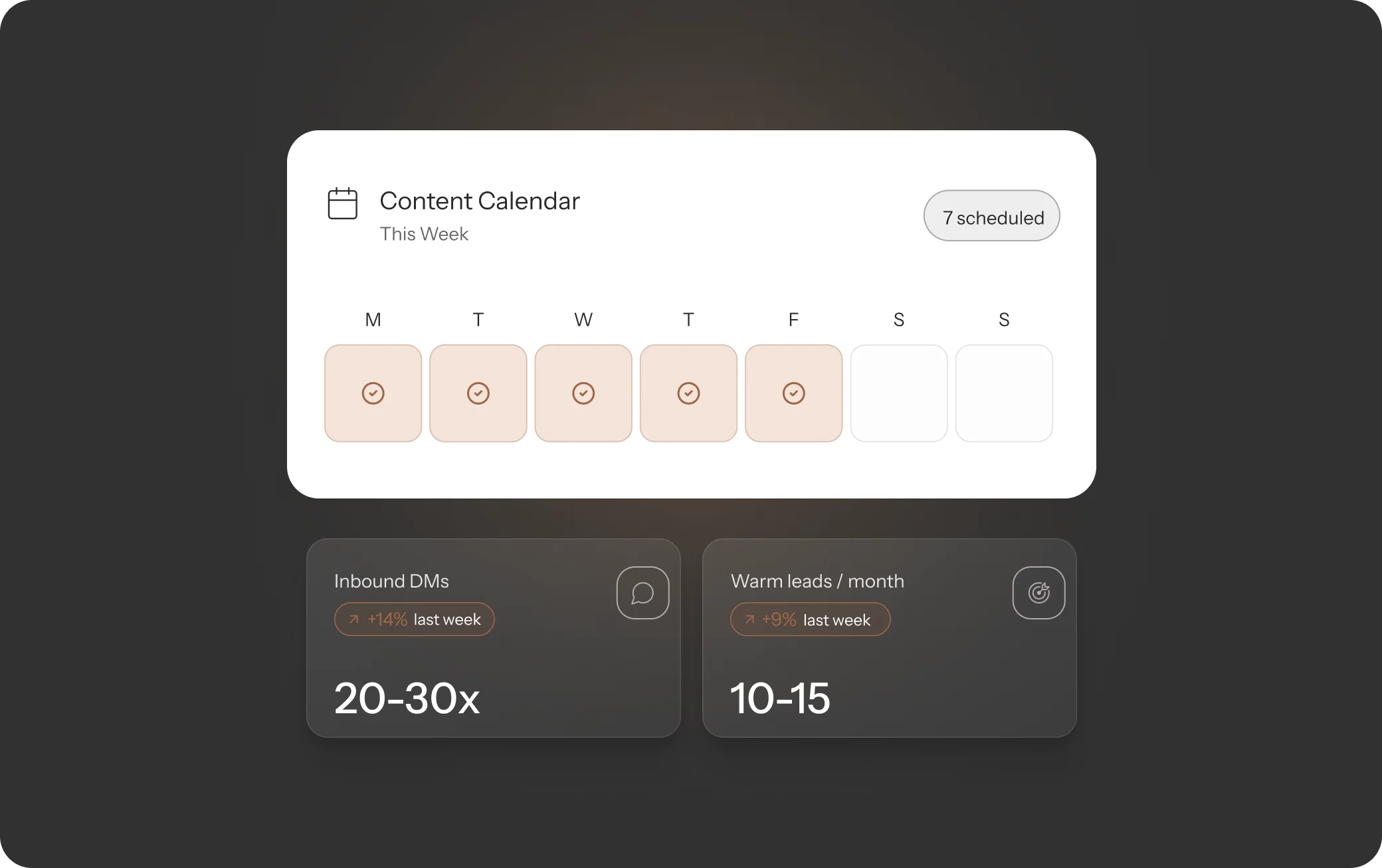 Create Social Media Ideas with a content calendar to track inbound DMs and warm leads.
