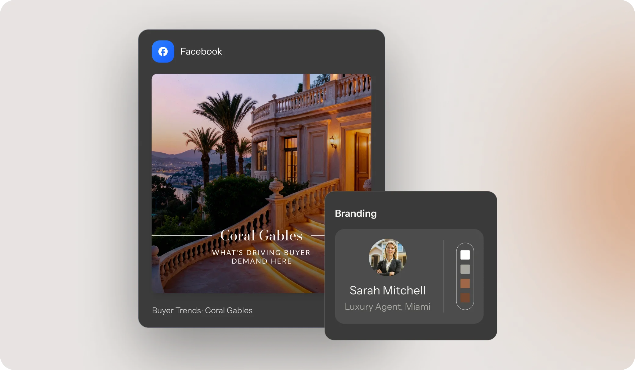 Create Social Media Ideas for real estate agents with branded posts on Facebook and Instagram.