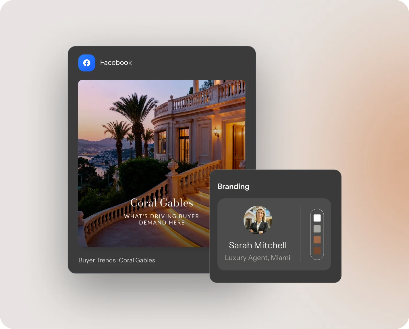 Create Social Media Ideas for real estate agents with branded posts on Facebook and Instagram.