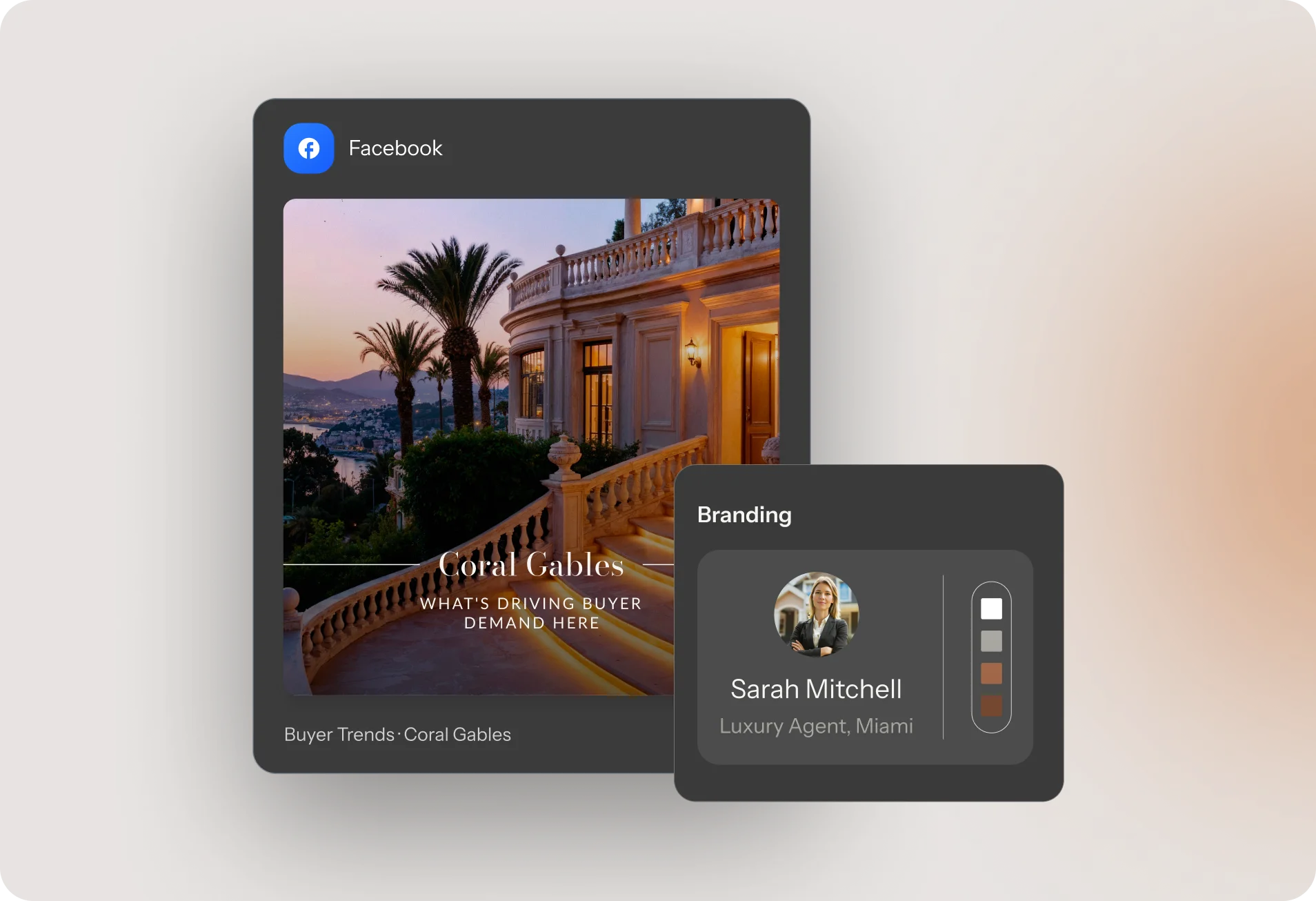 Create Social Media Ideas for real estate agents with branded posts on Facebook and Instagram.