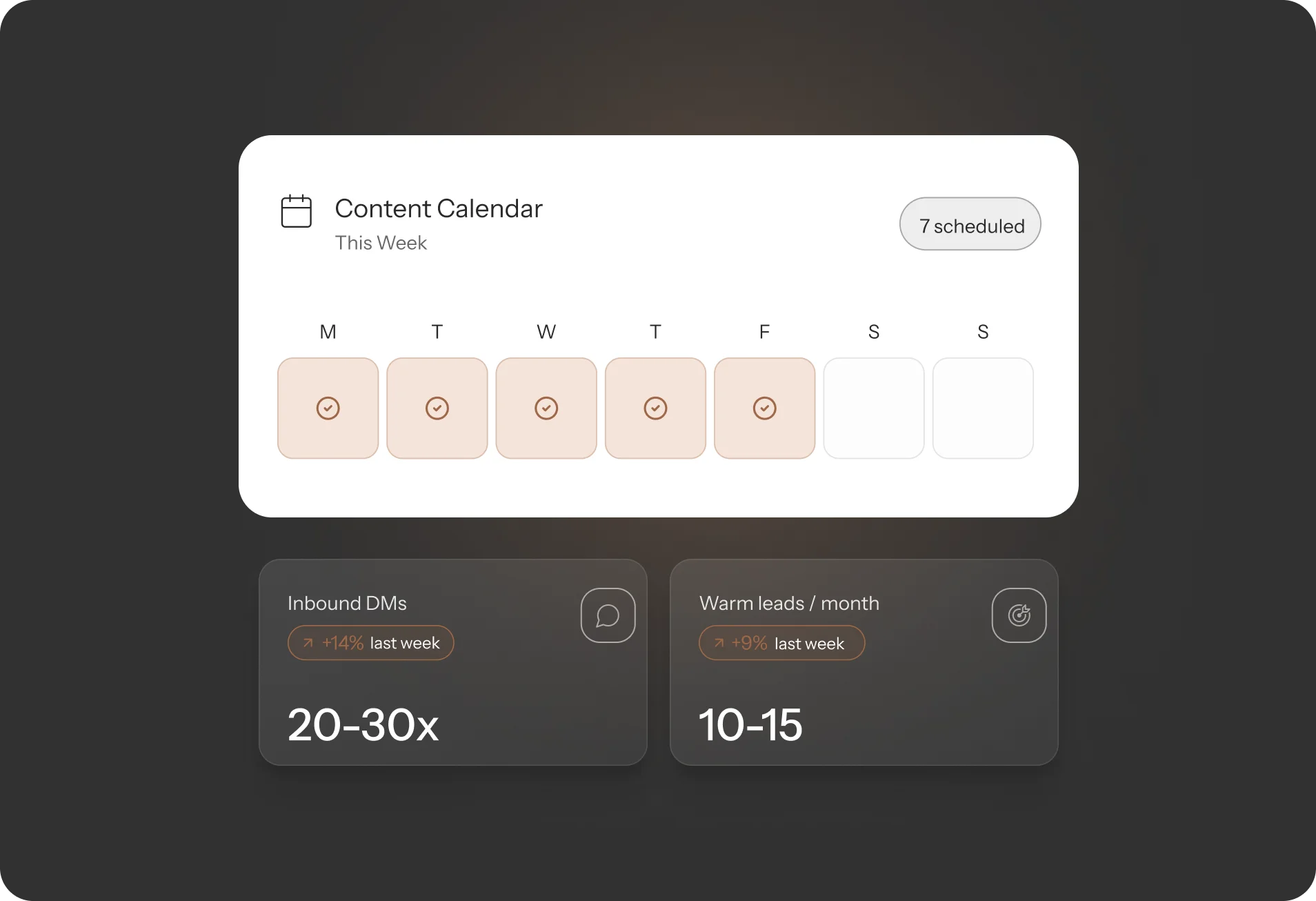 Create Social Media Ideas with a content calendar to track inbound DMs and warm leads.
