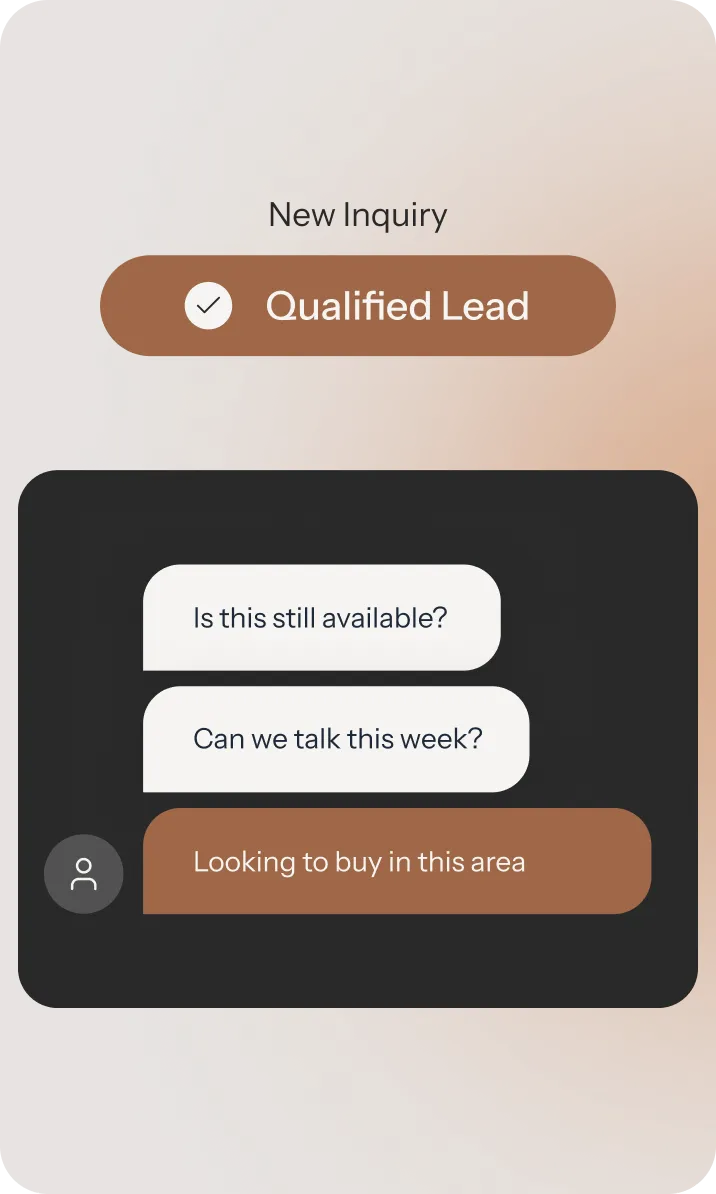 Real estate lead generation ideas for agents showing qualified leads through customer chat inquiries and conversations.