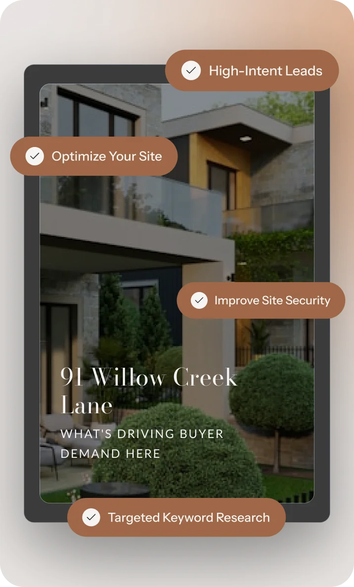 Real Estate SEO checklist for optimizing a property site with high-intent leads, keyword research, and security.