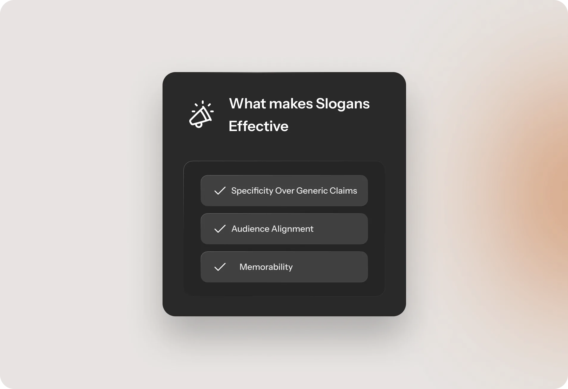 Checklist showing what makes Real estate slogans effective and memorable