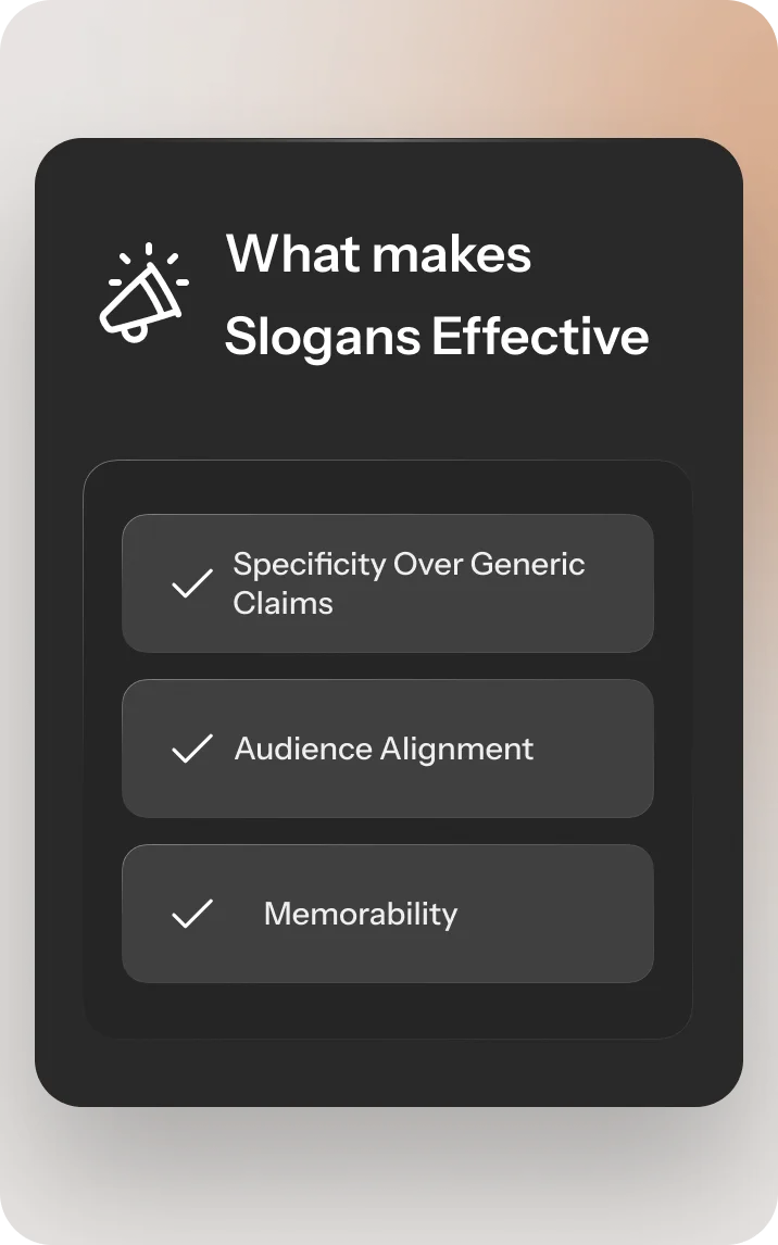 Checklist showing what makes Real estate slogans effective and memorable