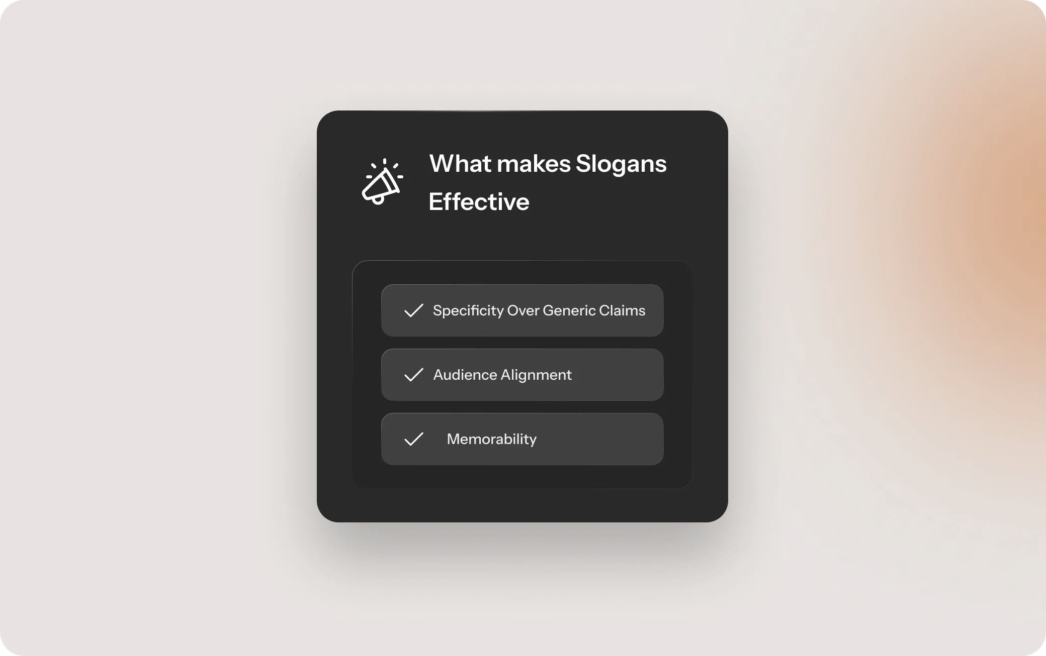 Checklist showing what makes Real estate slogans effective and memorable