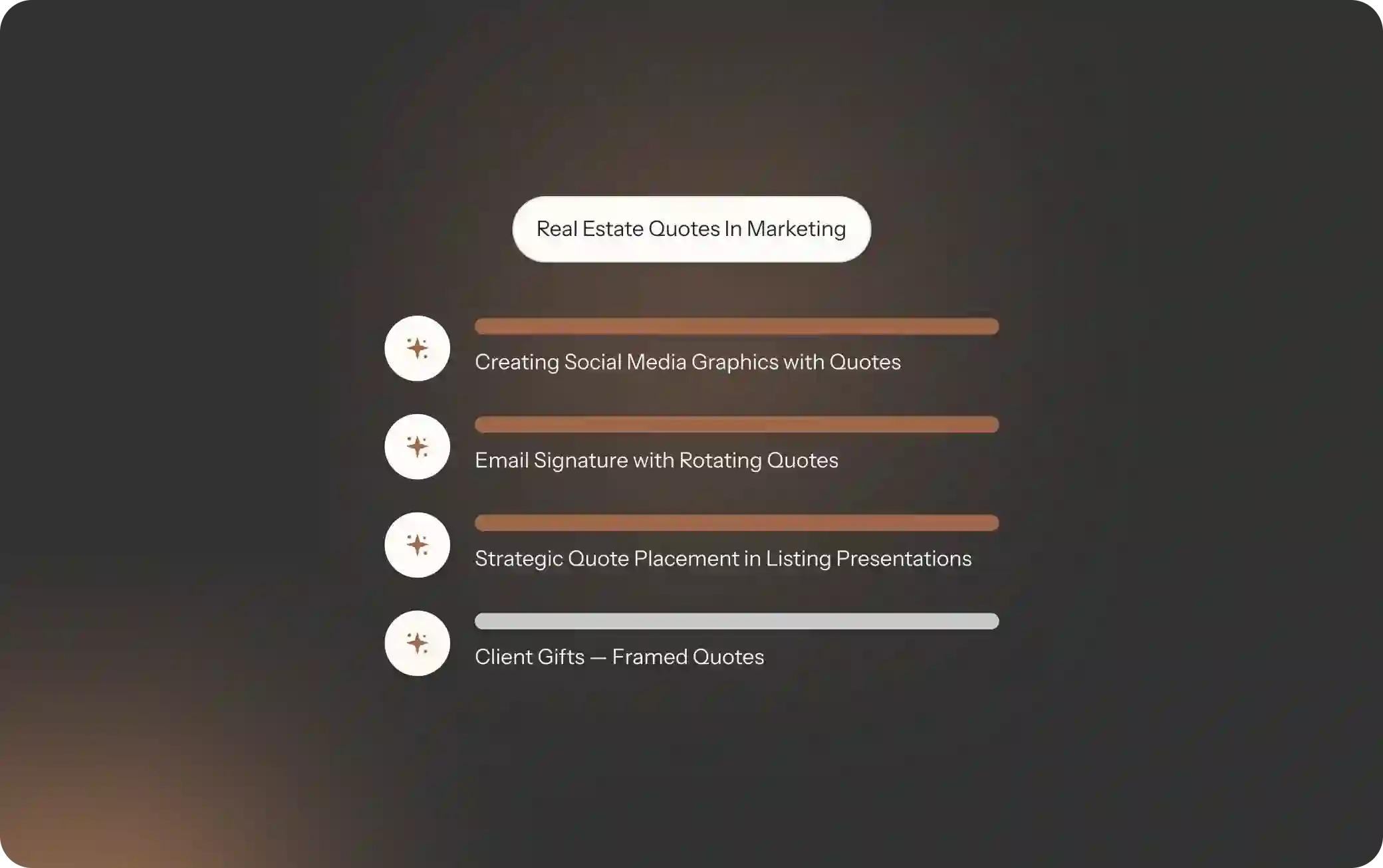 Real Estate Quotes in Marketing strategies, including social media graphics, email signatures, and client gifts.