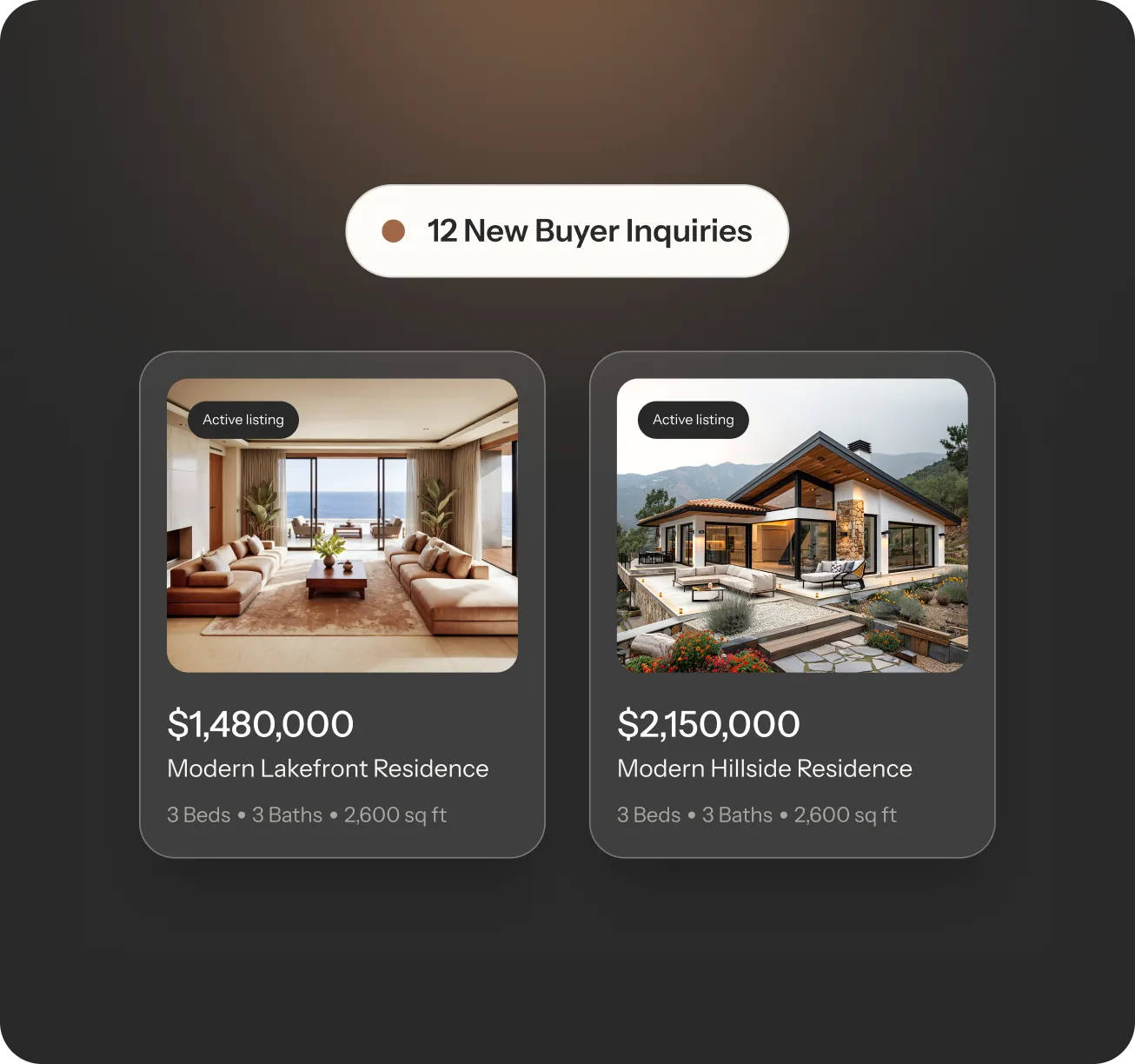 Showcase every listing and capture buyer interest automatically