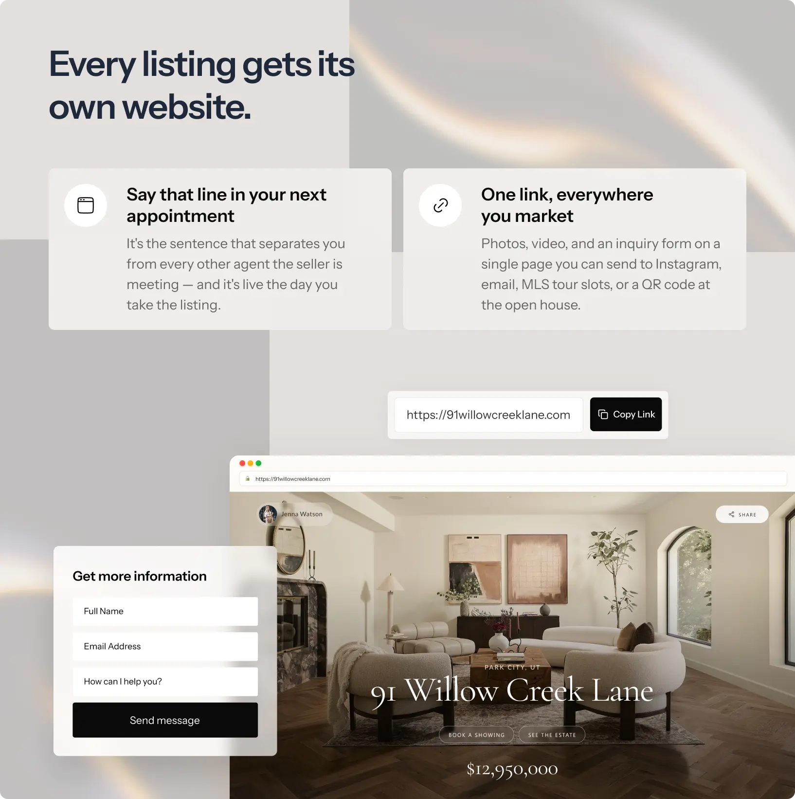 A dedicated website for every listing